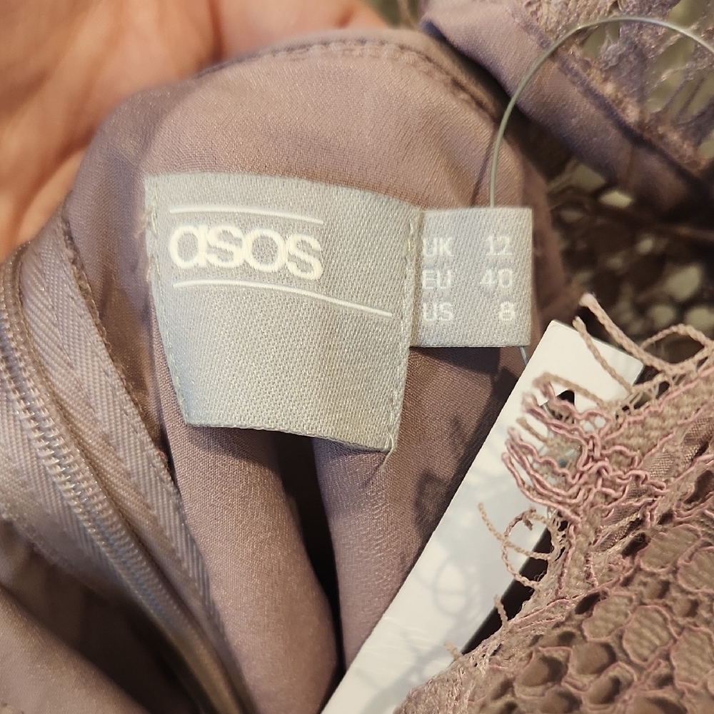 ASOS Lace Mini Dress in Dusty Pink - Picture 2 of 8